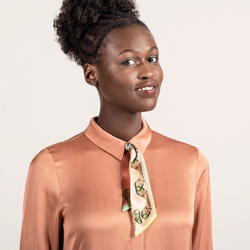 silk scarf | SMART NECKTIE | Motif Floating | with statement | 90x6cm