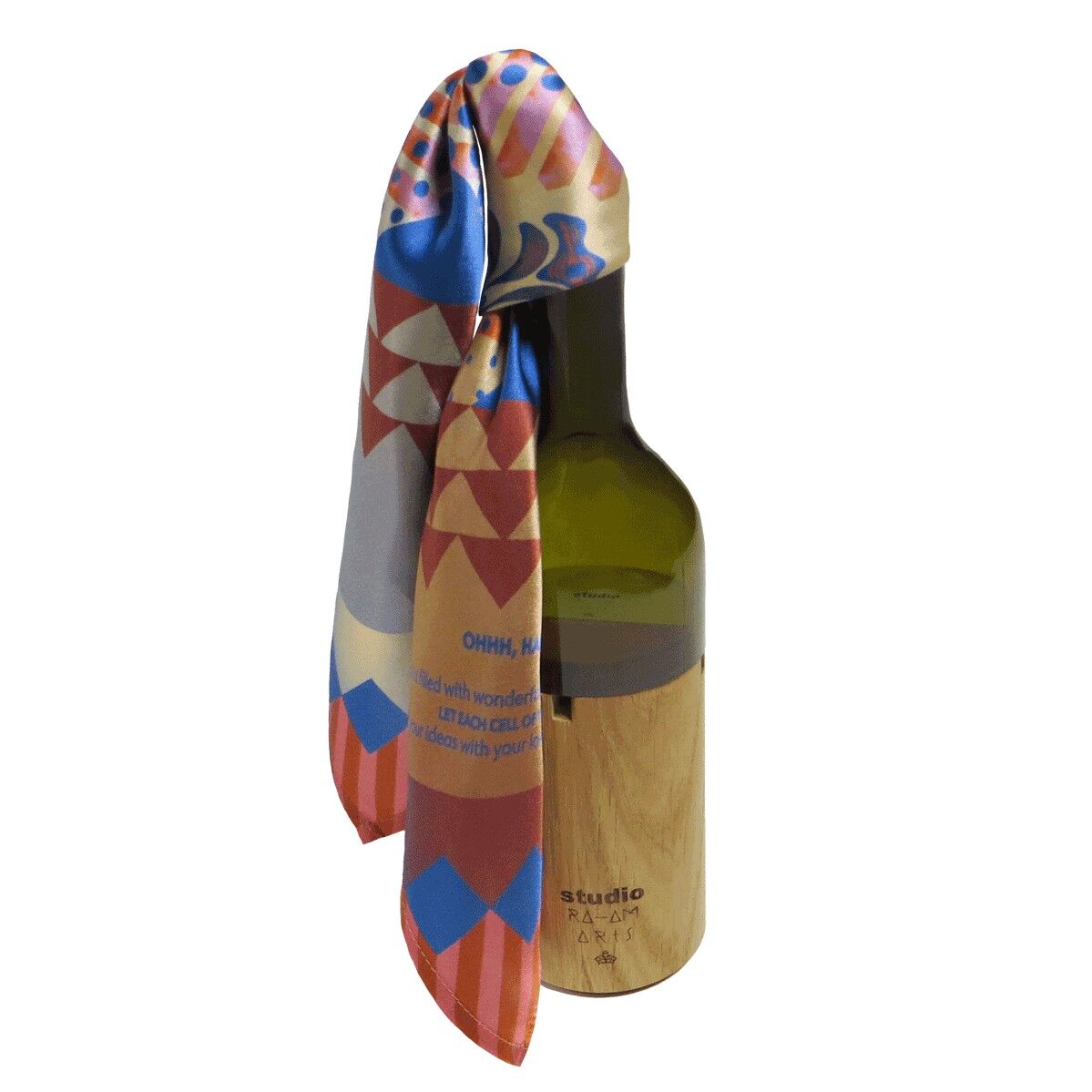 Seidencarré en el mensaje de una botella | Oh feliz año | columna. cielo azul | con declaraciones