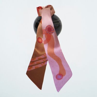 silk scarf | Unique | col. caramel | with statement | 90x6cm