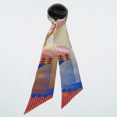 silk scarf | Ohh Happy Year | col. sky blue | with statement | 160x10cm