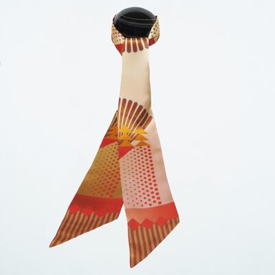 silk scarf | Ohh Happy Year | col. sunny ecru | with statement | 160x10cm