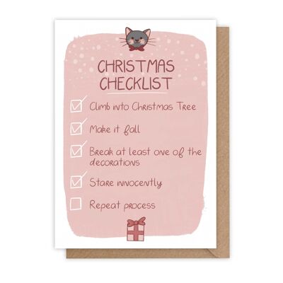 Tarjeta de Navidad - Lista de verificación de gatos de Navidad