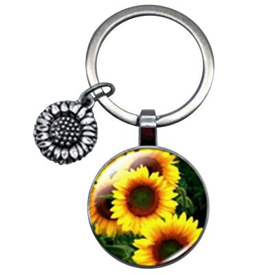 Sunflower Keyring - Yellow, Green And Brown