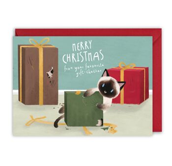Carte de Noel - Merry Catmas from the Gift Checker