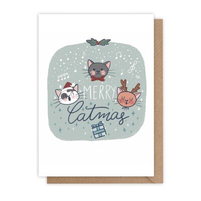 Cartolina di Natale - Coro del gatto verde - Merry Catmas