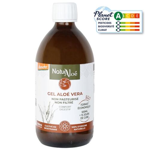 500ml Gel d'Aloé Vera non pasteurisé et non filtré certifié Demeter (Par 9)