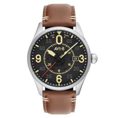 AV-4090-01 - Reloj automático japonés para hombre AVI-8 - Correa de piel - 3 agujas con fecha