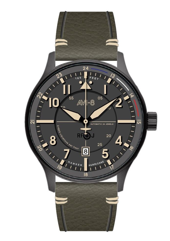 AV-4094-04 - Orologio da uomo automatico giapponese AVI-8 - Cinturino in pelle - 3 lancette con data