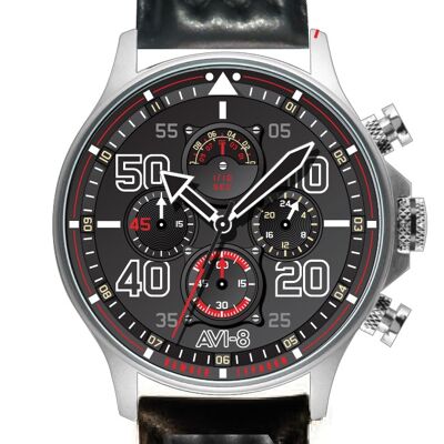 AV-4093-01 - Japanese quartz men's watch chronograph AVI-8 - Leather strap
