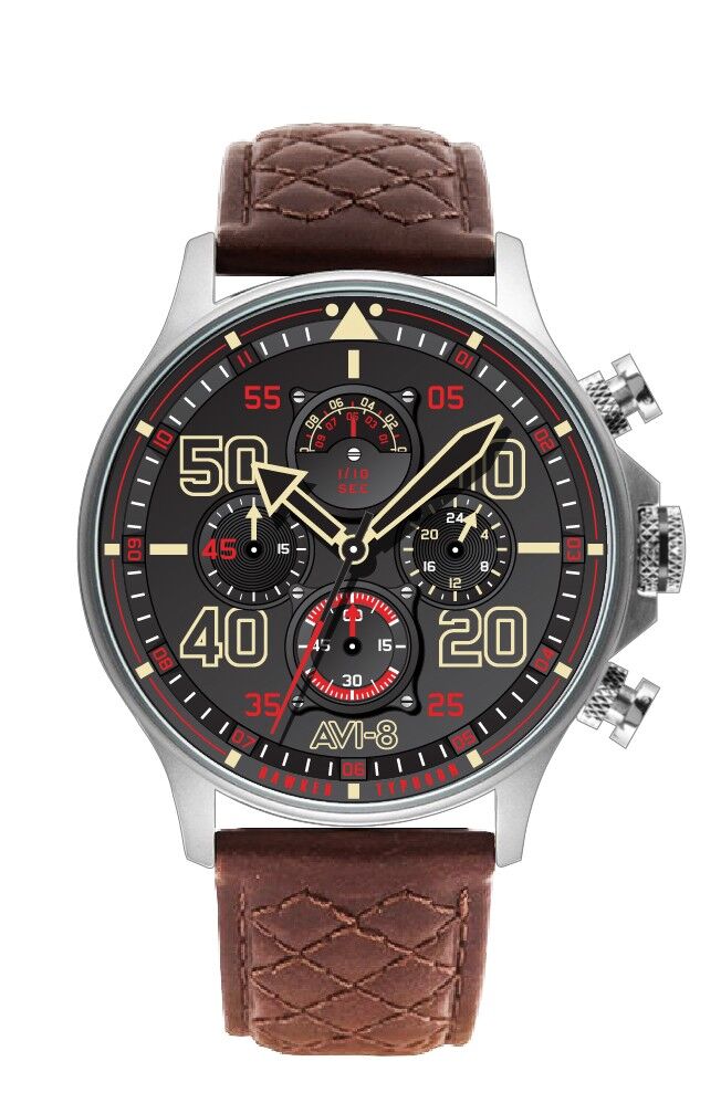 AV-4093-02 - Cronografo da uomo al quarzo giapponese AVI-8 - Cinturino in pelle