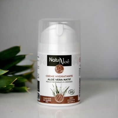 Crema viso idratante - Aloe vera biologica nativa - Olio di mandorle dolci biologico e olio essenziale di verbena esotica biologica - Flacone airless da 50 ml