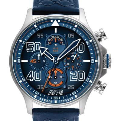 AV-4093-03 - Japanese quartz men's watch chronograph AVI-8 - Leather strap