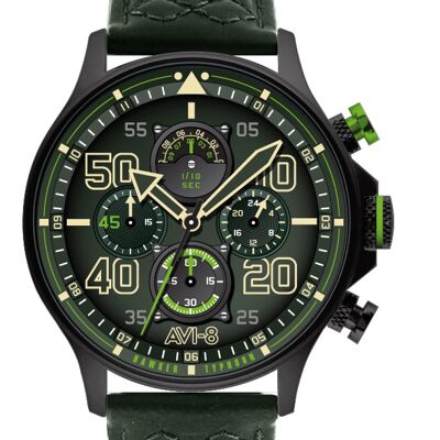 AV-4093-04 - Men's Japanese quartz chronograph watch AVI-8 - Leather strap