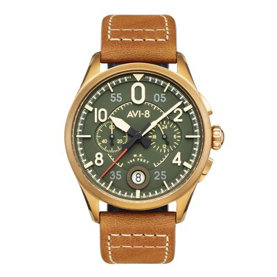 AV-4089-02 - Reloj para hombre cronógrafo de cuarzo japonés AVI-8 - Correa de piel - Fecha