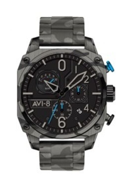 AV-4052-11 - Montre homme quartz japonais chronographe AVI-8 - Bracelet acier inoxydable - Date