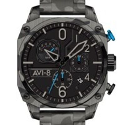 AV-4052-11 - Montre homme quartz japonais chronographe AVI-8 - Bracelet acier inoxydable - Date