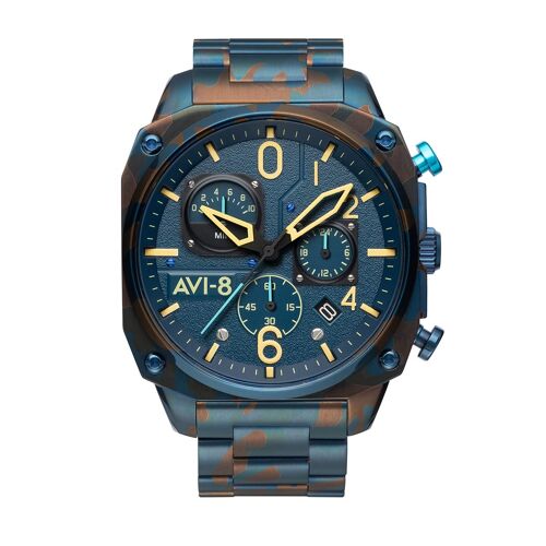 AV-4052-33 - Montre homme quartz japonais chronographe AVI-8 - Bracelet acier inoxydable - Date