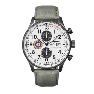 AV-4011-0B Japanese Quartz Chronograph AVI-8 Men's Watch Genuine Leather Strap Date