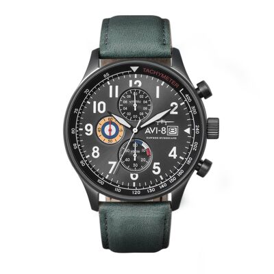 AV-4011-0D Cronógrafo de cuarzo japonés AVI-8 Reloj para hombre Correa de cuero genuino Fecha