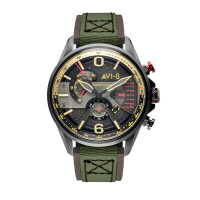 Orologio da uomo AV-4056-03 Cronografo al quarzo giapponese AVI-8 - Cinturino in vera pelle - Giorno e data