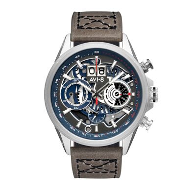 AV-4065-04 Japanese Quartz Chronograph AVI-8 Men's Watch - Genuine Leather Strap - Date