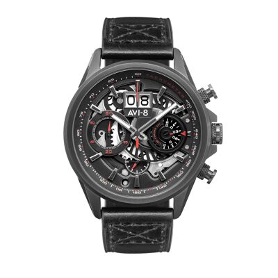 AV-4065-05 Japanischer Quarz-Chronograph AVI-8 Herrenuhr – Armband aus echtem Leder – Datum