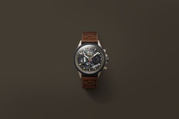 AV-4065-06 - Montre homme quartz japonais chronographe AVI-8 - Bracelet cuir véritable - Date 4
