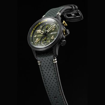 AV-4080-03 - Montre homme meca-quartz chronographe japonais AVI-8 - Bracelet cuir véritable - Date 3