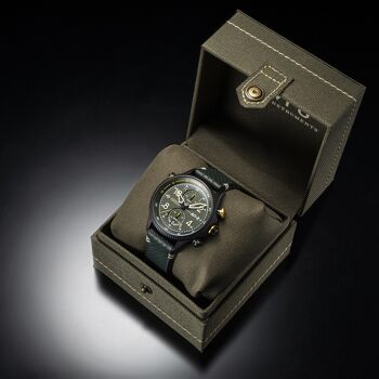 AV-4080-03 - Montre homme meca-quartz chronographe japonais AVI-8 - Bracelet cuir véritable - Date 5
