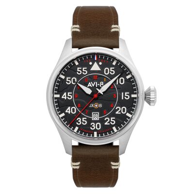 AV-4097-01 - Japanese quartz men's watch AVI-8 - Leather strap - Date