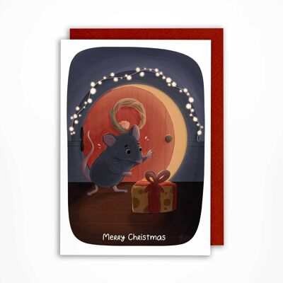 Maus-Weihnachtskarte - Ein Überraschungskäse