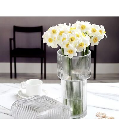 Glass vase, clear oval fluted