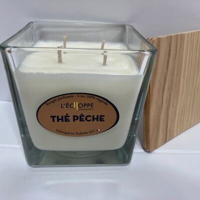 100% VEGETABLE WAX SCENTED CANDLE SOYA - 10X10 4 WICKS 350 G PEACH TEA