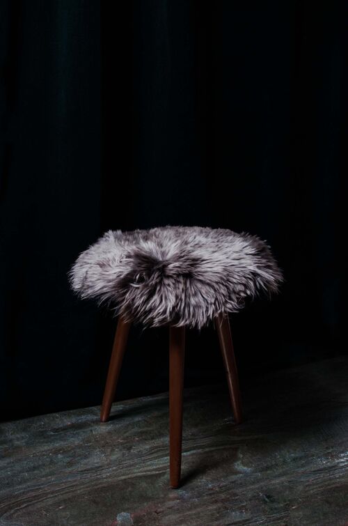 Silver Brown Lamb Fur Cushion