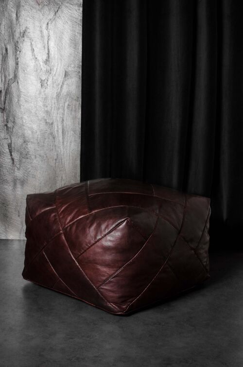 Patchwork Leather Moroccan Pouf