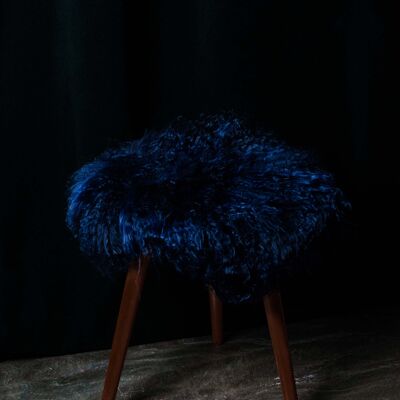 Cuscino in pelliccia di agnello blu zaffiro