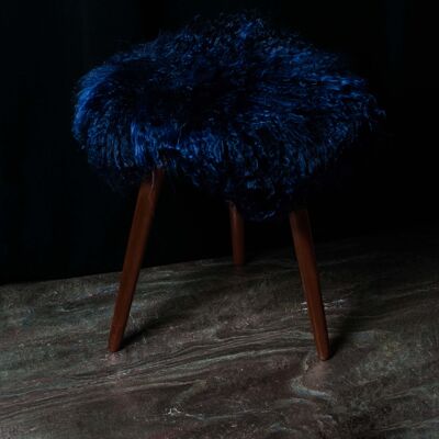 Saphire Blue Lamb Fur Cushion