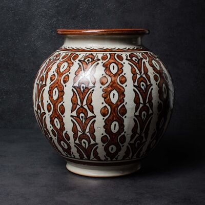 Jarrón marroquí vintage de cerámica pintado a mano