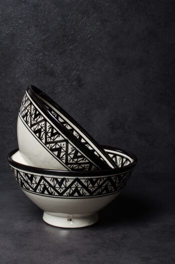Bol Marocain Géométrique Vintage en Céramique Peint à la Main 4