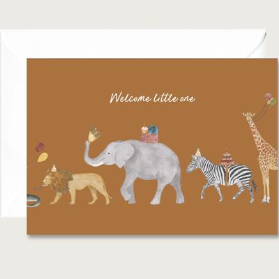 Tarjeta plegable para el nacimiento | Tarjeta de felicitación Safari Baby Tarjeta plegable CORAZÓN Y PAPEL