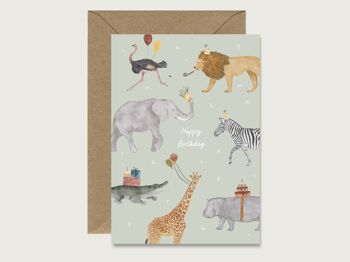 Cartes d'anniversaire pliées | safari 1