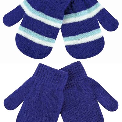 Confezione multipla da 2 guanti invernali lavorati a maglia a righe per neonati/ragazze