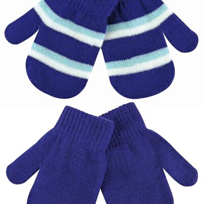 2 Multipack Baby Boys / Girls Striped Knitted Winter Mittens Gloves