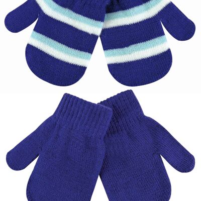 2 Multipack Baby Boys / Girls Striped Knitted Winter Mittens Gloves