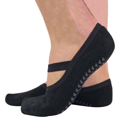 2 Pairs Ladies Non Slip Grip Invisible Pilates Yoga Socks with Straps