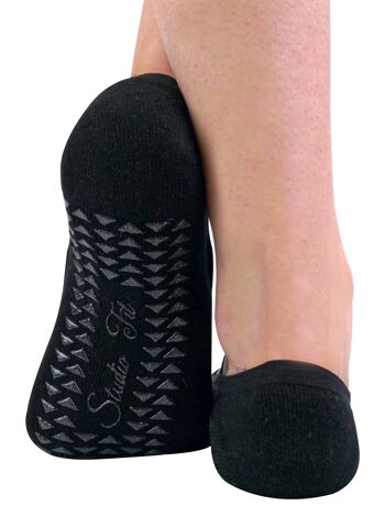 2 paires de chaussettes de yoga Pilates invisibles antidérapantes pour femmes avec sangles 2