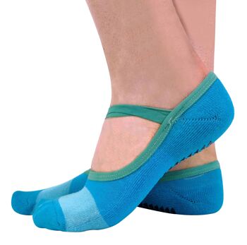 2 paires de chaussettes de yoga Pilates invisibles antidérapantes pour femmes avec sangles 3