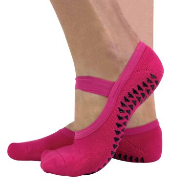 2 paires de chaussettes de yoga Pilates invisibles antidérapantes pour femmes avec sangles 7
