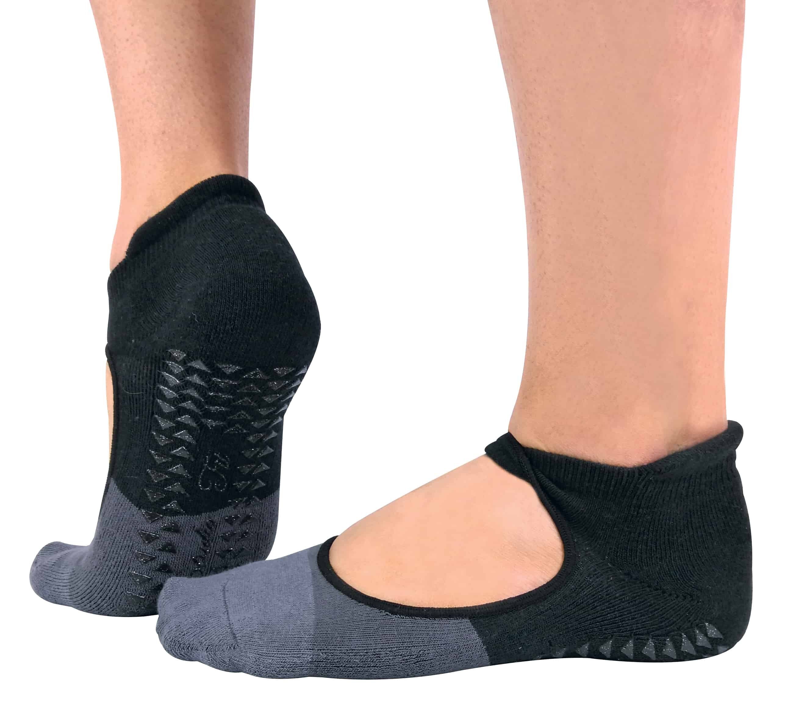 2 Paar unsichtbare Pilates-Yoga-Socken mit rutschfestem Griff für Damen