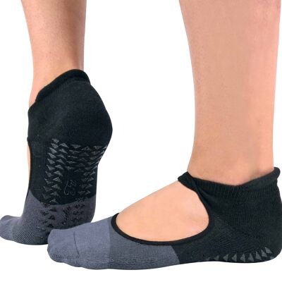 2 pares de calcetines de yoga invisibles de corte bajo con agarre antideslizante para mujer